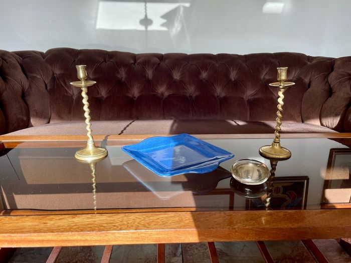 Vintage Brass Single Barley Twist Candlesticks Pair Spiral Candle Holders