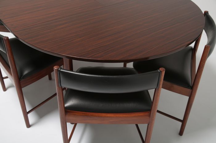 Vintage Rosewood Dining Table & 6 Dining Chairs Set by Tom Robertson for McIntosh, 1960s