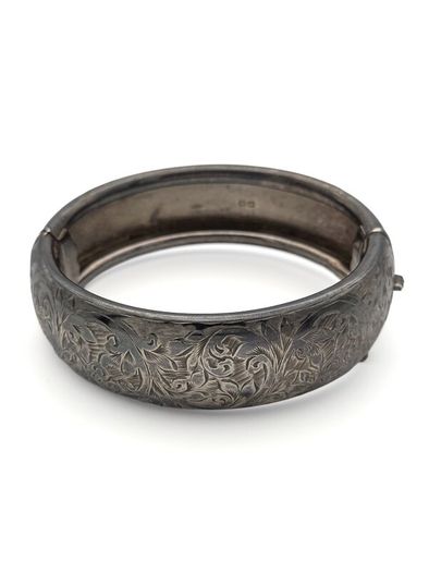 Rare Sterling Silver Chunky Chester Bangle, 1947