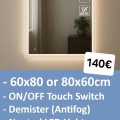 LED Bathroom Mirror 60x80cm Antifog Defogger