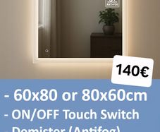 LED Bathroom Mirror Bright Light Touch Switch Fog Free