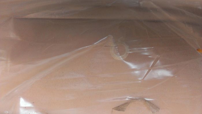 16:7 meters of beige curtain material plus lining