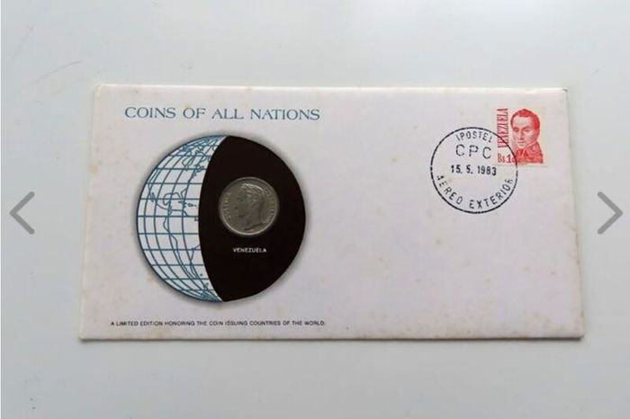 Vintage Venezuela 1977 Coin Stamp cover BUNC