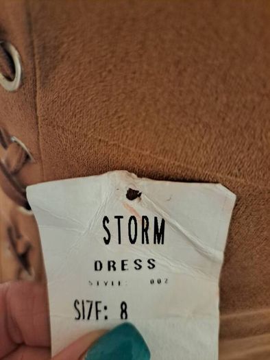 BNWT Naanaa Storm brown suede imitation mini dress size UK8 EU36 Postage included