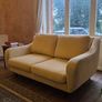 French Connection butter yellow velvet couch Image 4