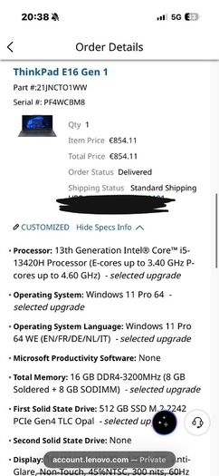 Lenovo ThinkPad E16 Gen 1 Custom