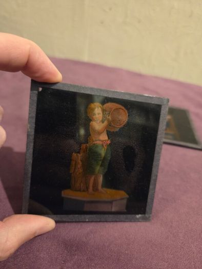 3 Antique Magic Lantern Glass Slides