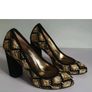 Le Babe Mirror 5019 Black Gold Embroidered Block Heel Court Shoes EU36 BNIB CAN POST Image 3