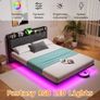 Floating Double Metal Bed Frame with LED Lights & USB Charging Station Image 5