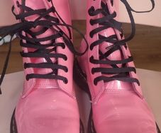 pink patent leather 8 eye Doc Martens