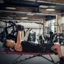 Weight Bench, Folding, Reclining Seat Back, Height Adjustable Seat, No Assembly Required, for Home Training with 1 Headrest, Weight Exercises Black/Red Image 3