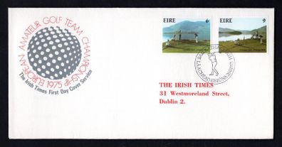 1975 Ireland European Amateur Golf Team Championship Commemorative Stamp Illustrated The Irish Times Addressed First Day Cover (FDC).