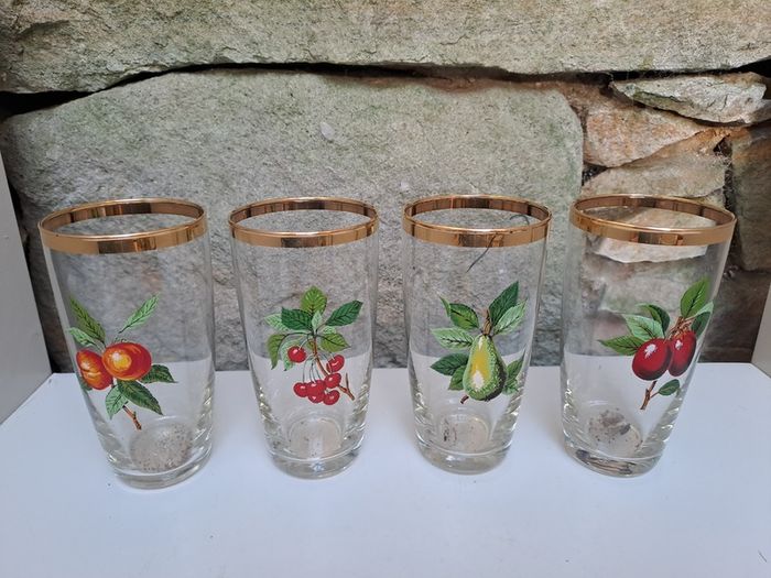 Vintage gold rimmed fruit tumblers