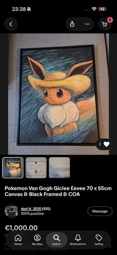Pokemon Canvas Eve Numbered rare with coa open to trades