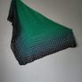 Handmade crochet triangle shawl wrap. Green black gradient ombre lacy shawl Image 2