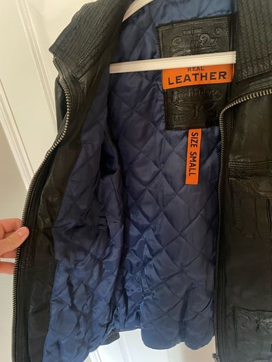 Superdry Real Leather Jacket - Black - Size S