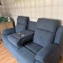 Hailey Biege & Slate Grey Fabric Recliner Sofa Set Image 2