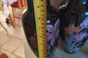 2 Vintage Japanese Black Porcelain Vase with Flowers each 28.00 euro or all 2 for 50.00 euro. stamped.