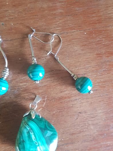 Stunning Sterling Silver and Malachite Set of 4