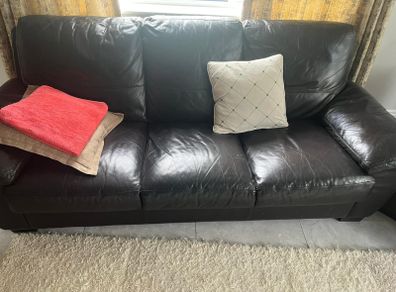 Chocolate brown leather suite