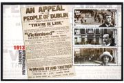 2013 Ireland Centenary of the General Lockout Commemorative Stamp Booklet Pane featuring Jim Larkin, James Connolly &amp; Countess Markievicz Mint Never Hinged (MNH). Hibernian HP222b