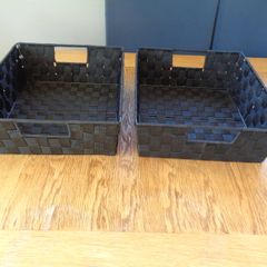 Black Woven Baskets x 2 for Sale