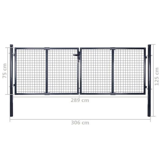 Mesh Garden Gate Galvanised Steel 289x75 cm Grey
