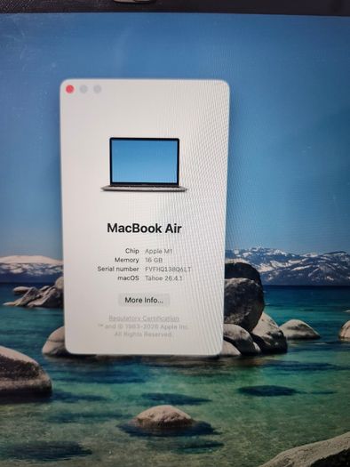 Macbook Air M1 Rare 16gb Ram, 512gb Ssd,  Pristine / Low Cycles