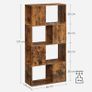 _Bookcase, symmetrical design, open compartments, storage cabinet, for office, living room, bedroom, 60 x 24 x 127 cm, vintage brown Image 3