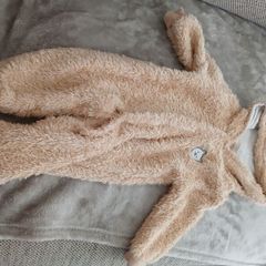 Unisex baby bear pramsuit