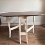 Cream and walnut-effect gateleg drop leaf table Image 3