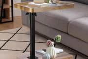 C Shaped Side Table, 360  Rotating C Table Height Adjustable (45-80cm) | 360 Rotating C Table Height Adjustable (45-80cm), Adjustable Side Table With Castors, as Storage Space for Sofa, Brown