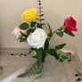 Artificial Flowers in a glass Vase. (New) Image 3