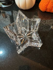 Vintage Waterford 5" Star Paperweight, Waterford 108044, Waterford Star Votive with Candle, Waterford Slanted Star Figure