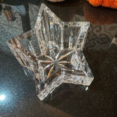 Vintage Waterford 5" Star Paperweight, Waterford 108044, Waterford Star Votive with Candle, Waterford Slanted Star Figure