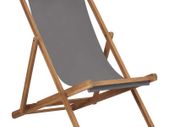 Folding Beach Chair Solid Teak Wood Grey