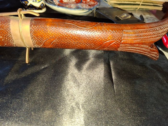 Mid-Century Indian Carved Rosewood Fish Knife & Fork Set - 2 Piece Vintage, Postage available or Collection