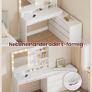Dressing Table with Mirror and LED Lighting, Dressing Table 9 Bulbs, 8 Drawers, 3 Shelves, 3 Light Colours, Straight or L-shaped, Cloud White Image 7