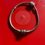 Pandora Moments Barrel Clasp Snake Chain Bracelet with silver Sparkling Paw Print Charm Image 5