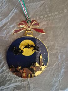 Newbridge Silverware Gold Plated Santa Sleigh Christmas Tree Decoration