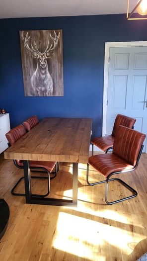 Dining Table and 4 Real Leather Chairs