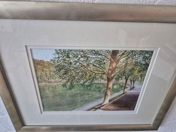 Premium Custom Framed Original Watercolor Wood Cushion Profile Frame