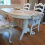 Biarritz style Wooden dining table extendable + 2 chairs white Image 4
