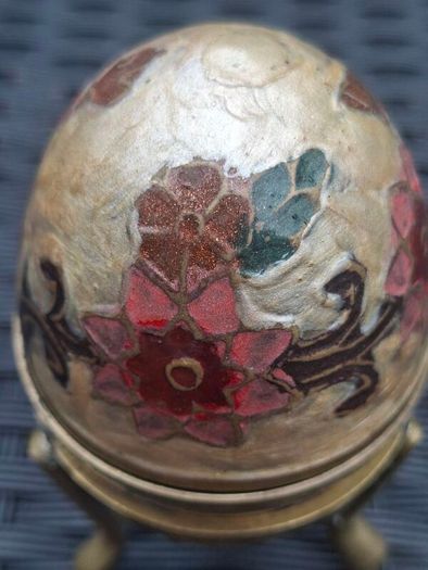Vintage 1970's Cloisonne/Enamel Brass Egg Trinket Box