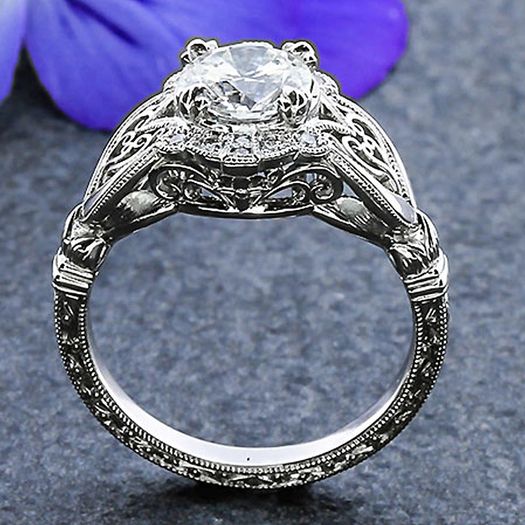 Vintage Style Crystal Silver Ring