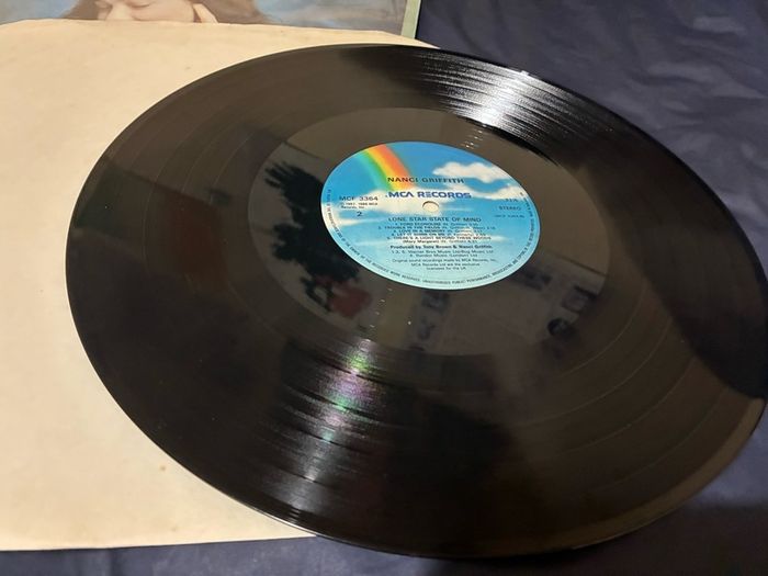 A Nanci Griffith record collection.