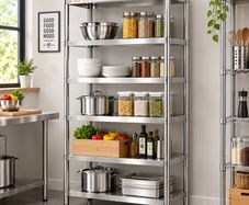 Stainless Steel Kitchen Shelves 5-Tier Units And Storage Adjustable Shelf