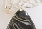 Unique Triangle Black Stripe Agate Gemstone Pendant Necklace