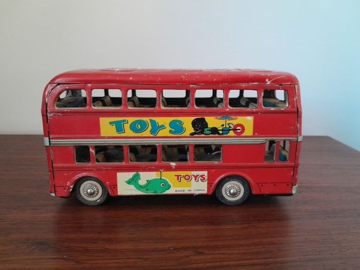 Vintage Friction Toy Double-decker Bus