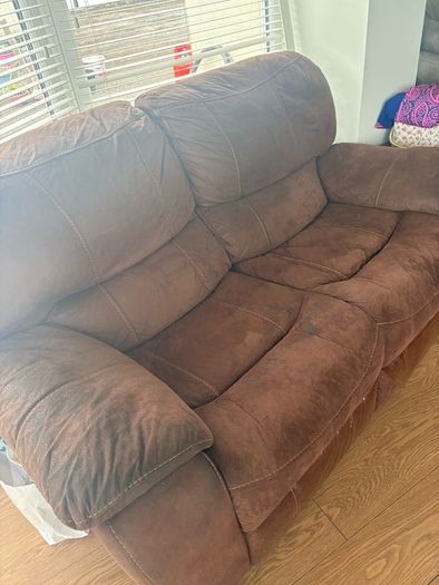 brown 2 seater recliner
